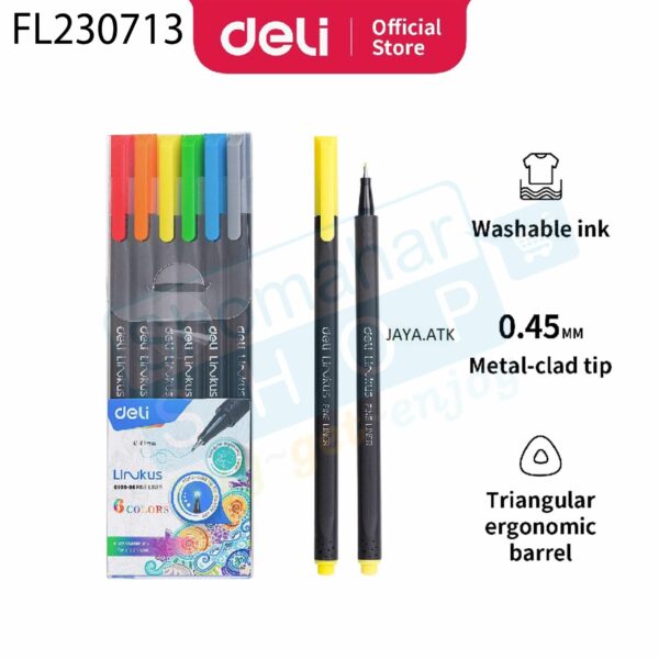 Deli FineLiner Color Pen (6 shades) | ডেলি ফাইনলাইনার কালার পেন
