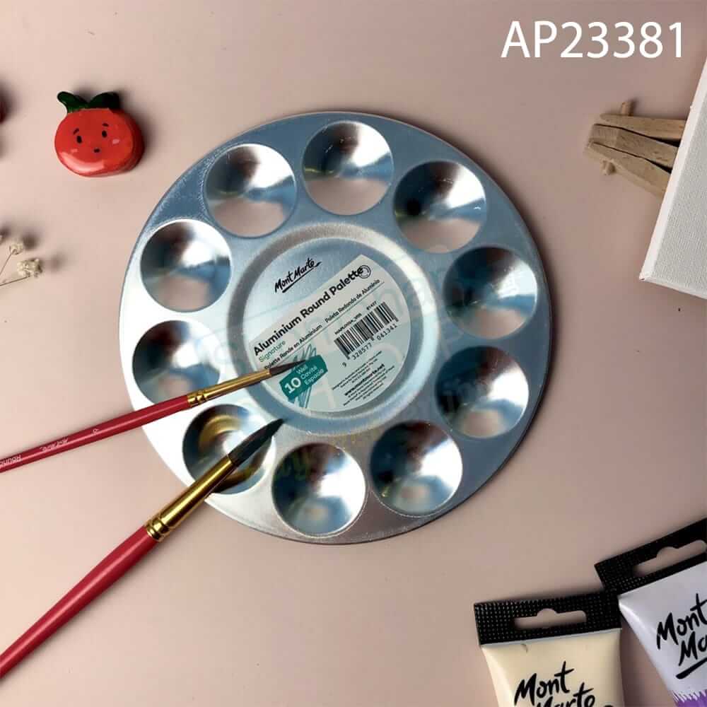 AP23381 - 01 Mont Marte Aluminium Round Palette | অ্যালুমিনিয়াম রাউন্ড প্যালেট - Image 1
