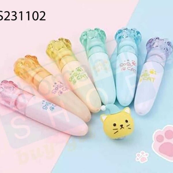Mini Cute Cat Paws Shape Highlighter Pen Multicolor | মিনি বিড়ালের পায়ের শেপ হাইলাইটার