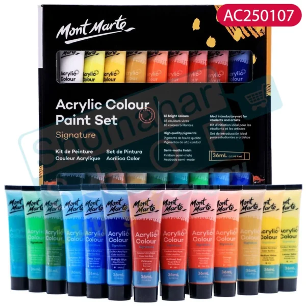 Mont Marte Signature Acrylic Paint Set (36 ML) - 18 colors | এক্রিলিক পেইন্ট সেট